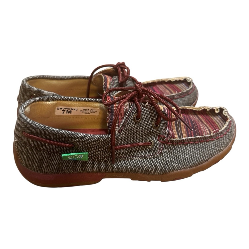Twisted X Eco TWX Women's Size 7 Moccasins Driving Shoes‎ Gray Red Slip On - Picture 5 of 8